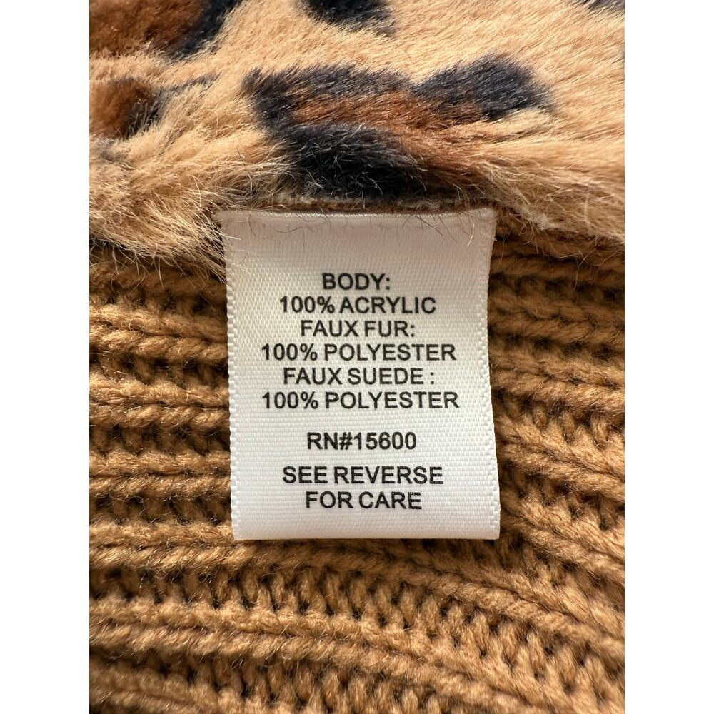 Kate and Sam Faux Fur Vest Size LARGE Brown Black Animal Print - Picture 7 of 7
